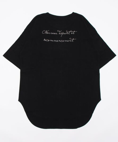 Lugnoncure（ルノンキュール）の「刺繍ロゴTシャツ（Tシャツ/カットソー・レディース・ブラック/ベージュ/オフホワイト/サックスブルー・ﾌﾘ-）」の5枚目の写真