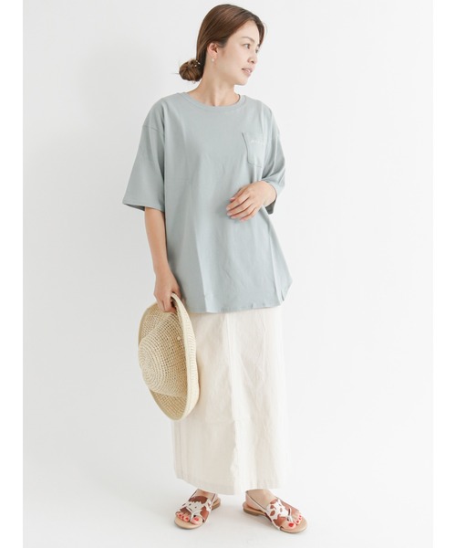 Lugnoncure（ルノンキュール）の「刺繍ロゴTシャツ（Tシャツ/カットソー・レディース・ブラック/ベージュ/オフホワイト/サックスブルー・ﾌﾘ-）」の7枚目の写真