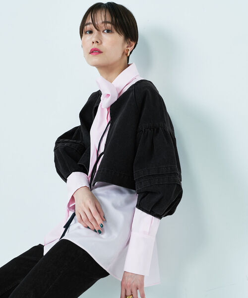 Rie Miller（リエミラー）の「前後2WAY袖ボリュームデニムブラウス（シャツ/ブラウス・レディース・ブラック/インディゴブルー・FREE）」の15枚目の写真