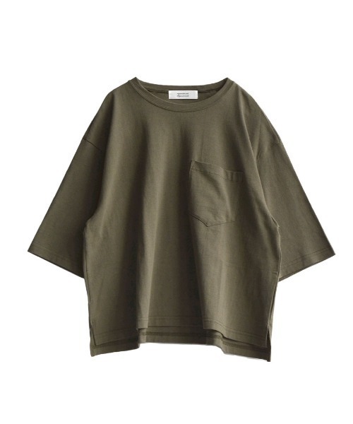 apartment department(アパートメントデパートメント)の「アメリカンドライ天竺 ワイドTシャツ(Tシャツ/カットソー・レディース・ネイビー/キナリ/カーキ/オフホワイト/杢グレー・M)」の6枚目の写真