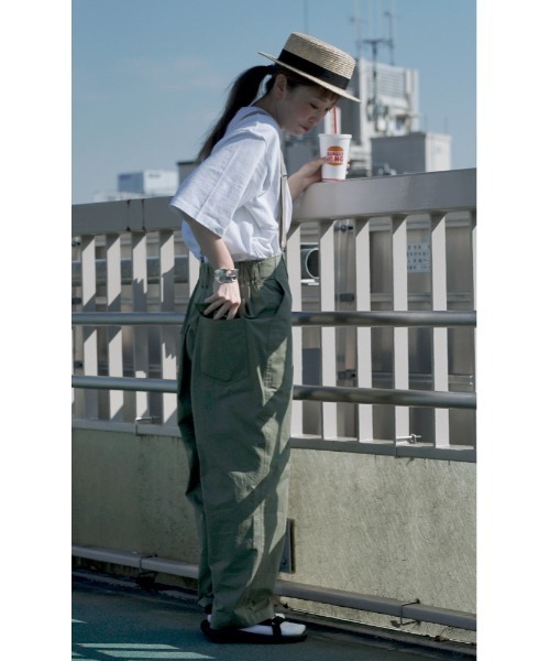 apartment department(アパートメントデパートメント)の「アメリカンドライ天竺 ワイドTシャツ(Tシャツ/カットソー・レディース・ネイビー/キナリ/カーキ/オフホワイト/杢グレー・M)」の9枚目の写真