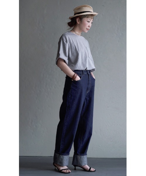 apartment department(アパートメントデパートメント)の「アメリカンドライ天竺 ワイドTシャツ(Tシャツ/カットソー・レディース・ネイビー/キナリ/カーキ/オフホワイト/杢グレー・M)」の12枚目の写真