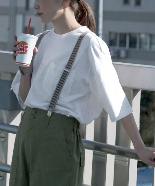 apartment department(アパートメントデパートメント)の「アメリカンドライ天竺 ワイドTシャツ(Tシャツ/カットソー・レディース・ネイビー/キナリ/カーキ/オフホワイト/杢グレー・M)」の16枚目の写真