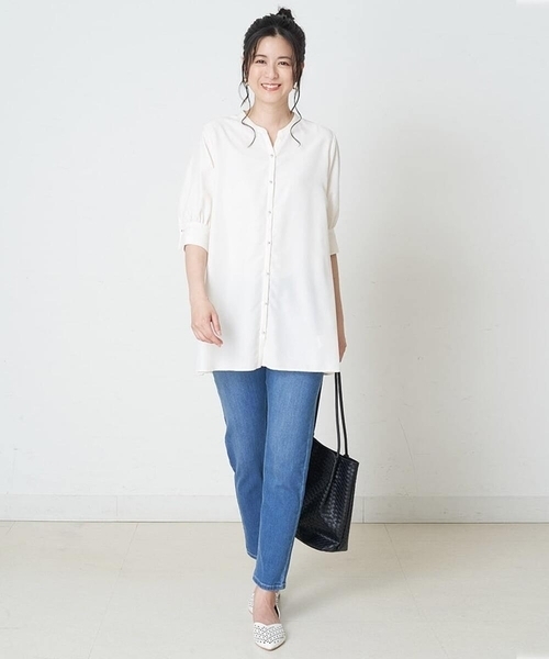 OFUON le MK（オフオンルエムケー）の「【洗濯機で洗える】スリムテーパードデニム（デニムパンツ・レディース・ネイビー/ブルー・40/38/36）」の20枚目の写真