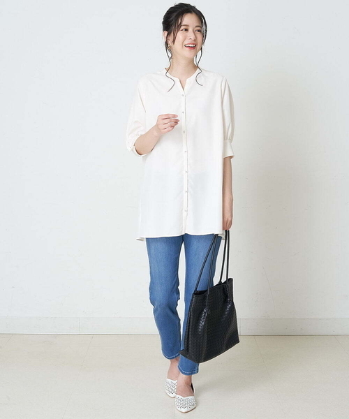 OFUON le MK（オフオンルエムケー）の「【洗濯機で洗える】スリムテーパードデニム（デニムパンツ・レディース・ネイビー/ブルー・40/38/36）」の14枚目の写真