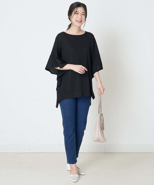 OFUON le MK（オフオンルエムケー）の「【洗濯機で洗える】スリムテーパードデニム（デニムパンツ・レディース・ネイビー/ブルー・40/38/36）」の5枚目の写真