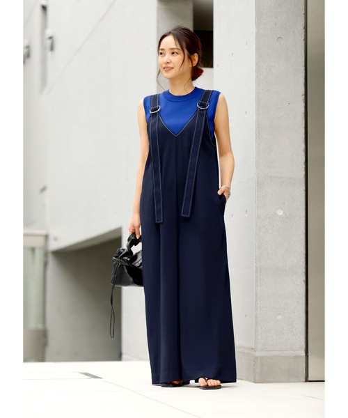 STYLE DELI（スタイルデリ）の「ホワイトステッチサロペット 