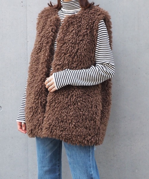 tiptop（ティップトップ）の「【2023AW新色登場・お気に入り登録者数3.7万人突破】アソートファーベスト（ベスト・レディース・ベージュ/ブラウン/アイボリー/ホワイト系その他/ブラウン系その他/モカ・FREE）」の14枚目の写真