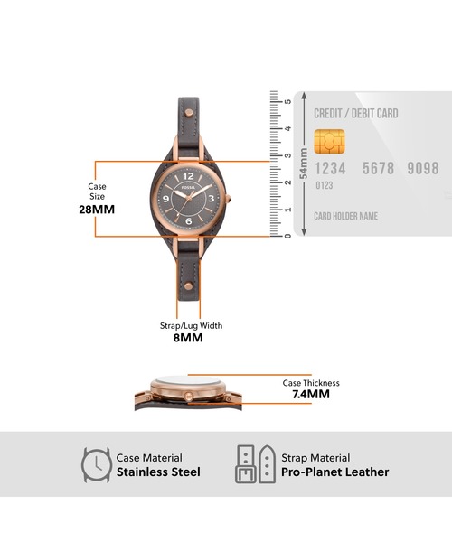 FOSSIL（フォッシル）の「CARLIE ES5212（アナログ腕時計・レディース・ブラック・FREE）」の3枚目の写真