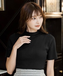 Julia Boutique | ハイネック半袖リブニットトップス/22506(ニット/セーター)