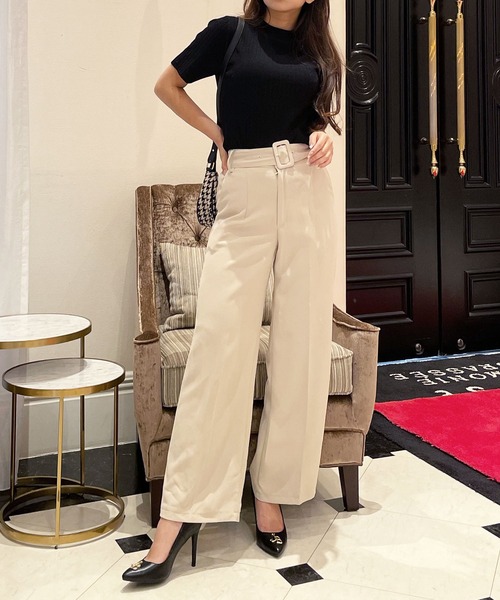 Julia Boutique（ジュリアブティック）の「ハイネック半袖リブニットトップス/22506（ニット/セーター・レディース・ブラック/ベージュ/グレー/レッド/ピンク・ONE）」の13枚目の写真