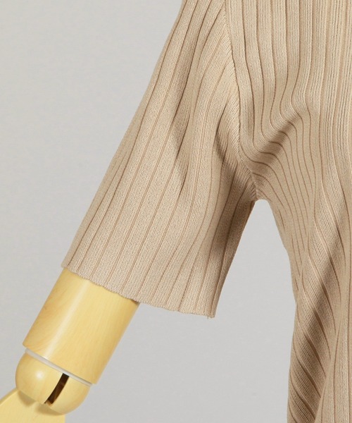 Julia Boutique（ジュリアブティック）の「ハイネック半袖リブニットトップス/22506（ニット/セーター・レディース・ブラック/ベージュ/グレー/レッド/ピンク・ONE）」の7枚目の写真