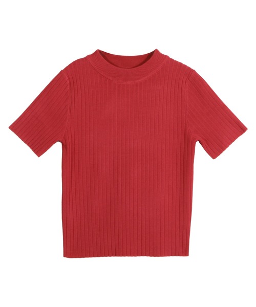 Julia Boutique（ジュリアブティック）の「ハイネック半袖リブニットトップス/22506（ニット/セーター・レディース・ブラック/ベージュ/グレー/レッド/ピンク・ONE）」の10枚目の写真