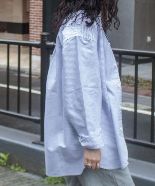 GEVACO（ゲバコ）の「＼好評につき再販開始／【GEVACO/ゲバコ】バンドカラーOX ロングスリーブシャツ（シャツ/ブラウス・メンズ・オフホワイト/グレー系その他/グレイッシュブルー・S/M/L）」の5枚目の写真