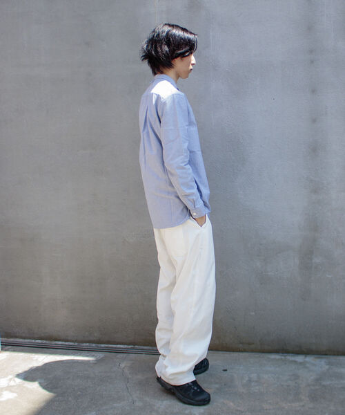 GEVACO（ゲバコ）の「＼好評につき再販開始／【GEVACO/ゲバコ】バンドカラーOX ロングスリーブシャツ（シャツ/ブラウス・メンズ・オフホワイト/グレー系その他/グレイッシュブルー・S/M/L）」の19枚目の写真