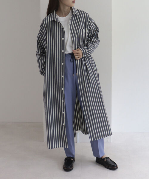 GEVACO（ゲバコ）の「【GEVACO/ゲバコ】ストライプレギュラーカラーロングスリーブ ワンピース（シャツワンピース・レディース・ブルー系その他/ブラック系その他・38）」の11枚目の写真