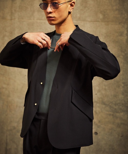TAUPE(トープ)の「TAUPE/トープ/2WAYナイロンカーディガンジャケット(テーラードジャケット・メンズ・ブラック・2)」の4枚目の写真