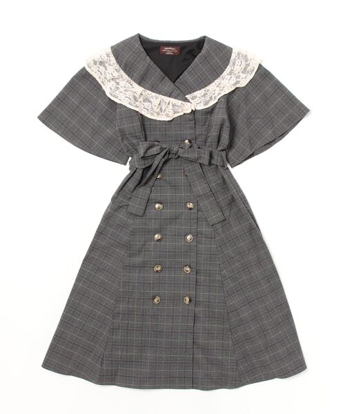 axes femme（アクシーズファム）の「W釦レース襟チェック柄ワンピース 