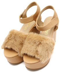 WEGO | WEGO/ファーウェッジサンダル(サンダル)