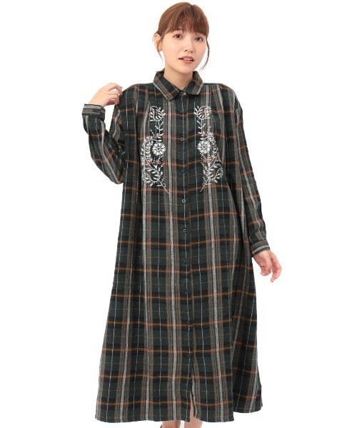 チチカカ(チチカカ)の「タータンチェックシャツワンピース【WEB限定】(ワンピース・レディース・ネイビー/グレー/グリーン・FREE)」の22枚目の写真