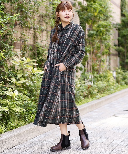 チチカカ(チチカカ)の「タータンチェックシャツワンピース【WEB限定】(ワンピース・レディース・ネイビー/グレー/グリーン・FREE)」の20枚目の写真