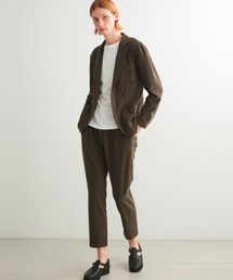 THREE DOTS スリードッツ ノーカラージャケット ネイビー パイル THREE DOTS スリードッツ ノーカラージャケット ネイビー パイル
