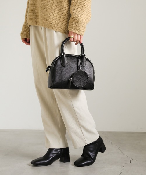 select MOCA（セレクトモカ）の「ミニポーチ付きハーフムーンハンドバッグ（ハンドバッグ・レディース・ブラック/ライトブラウン・FREE）」の11枚目の写真