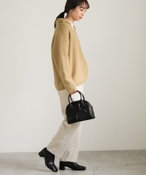 select MOCA（セレクトモカ）の「ミニポーチ付きハーフムーンハンドバッグ（ハンドバッグ・レディース・ブラック/ライトブラウン・FREE）」の4枚目の写真