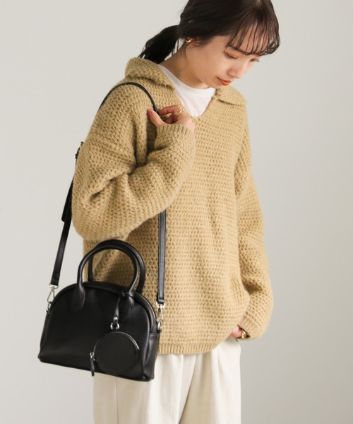 select MOCA（セレクトモカ）の「ミニポーチ付きハーフムーンハンドバッグ（ハンドバッグ・レディース・ブラック/ライトブラウン・FREE）」の12枚目の写真