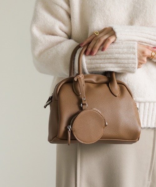 select MOCA（セレクトモカ）の「ミニポーチ付きハーフムーンハンドバッグ（ハンドバッグ・レディース・ブラック/ライトブラウン・FREE）」の5枚目の写真