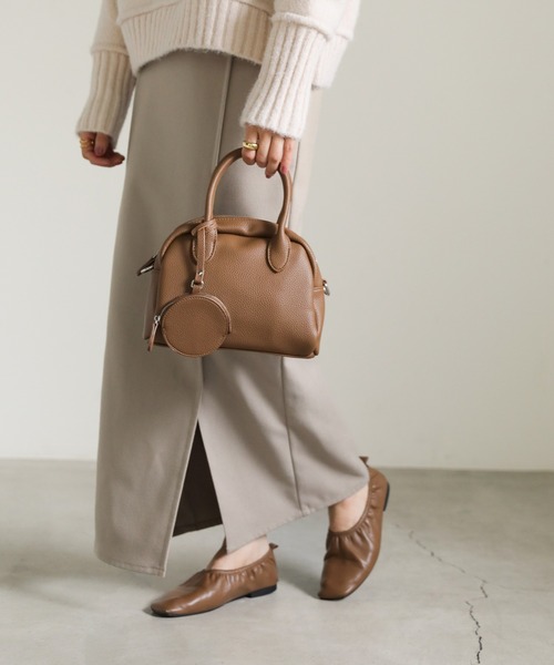 select MOCA（セレクトモカ）の「ミニポーチ付きハーフムーンハンドバッグ（ハンドバッグ・レディース・ブラック/ライトブラウン・FREE）」の6枚目の写真