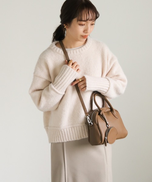 select MOCA（セレクトモカ）の「ミニポーチ付きハーフムーンハンドバッグ（ハンドバッグ・レディース・ブラック/ライトブラウン・FREE）」の7枚目の写真