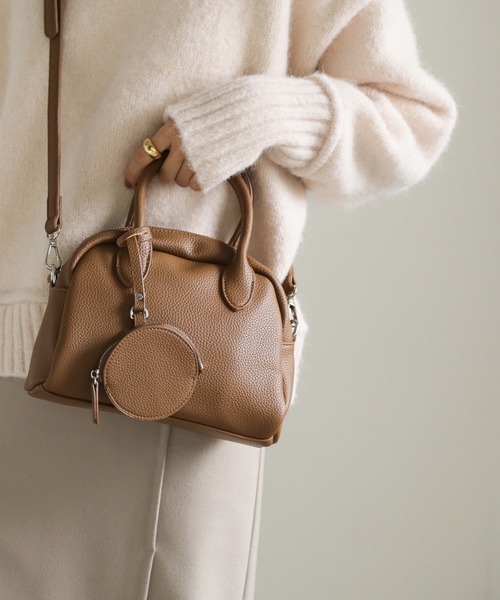 select MOCA（セレクトモカ）の「ミニポーチ付きハーフムーンハンドバッグ（ハンドバッグ・レディース・ブラック/ライトブラウン・FREE）」の8枚目の写真