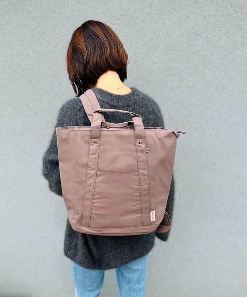 Legato Largo（レガートラルゴ）の「Legato Largo / レガートラルゴ / 撥水コットン調ポリ　トート型リュック / LT-F2053Z（バックパック/リュック・レディース・グレイッシュベージュ/グリーン系その他/ライトグレー/ブラウン/ブラック・ONESIZE）」の14枚目の写真