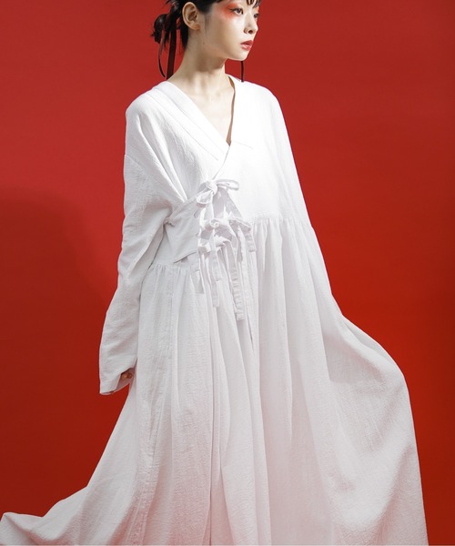 ワンピース soor ploom Shift Dress4y セール】TUCK SLEEVE WORK S/OP タックスリーブ ワーク ショート