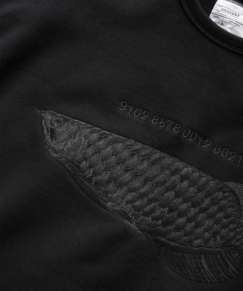 SHAREEF(シャリーフ)の「"AROWANA" BIG SWEAT(スウェット・メンズ・ブラック/ブラック×ホワイト/パープル系その他/チャコールグレー×パープル・1/2/3)」の7枚目の写真