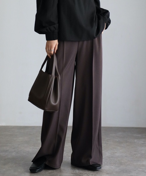 ap retro（アプレトロ）の「センタープレスワイドパンツ 美脚パンツ（その他パンツ・レディース・チャコールグレー/ブラック/ブラウン/アイボリー/グレー・MEDIUM）」の5枚目の写真
