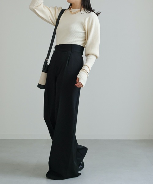 ap retro（アプレトロ）の「センタープレスワイドパンツ 美脚パンツ（その他パンツ・レディース・チャコールグレー/ブラック/ブラウン/アイボリー/グレー・MEDIUM）」の14枚目の写真