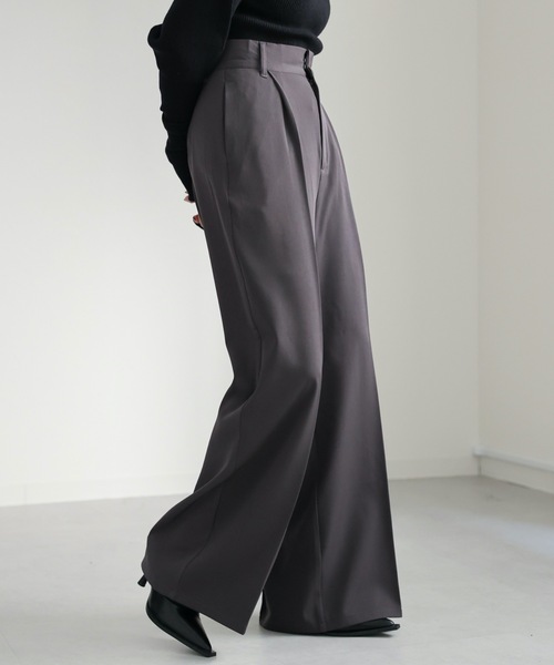 ap retro（アプレトロ）の「センタープレスワイドパンツ 美脚パンツ（その他パンツ・レディース・チャコールグレー/ブラック/ブラウン/アイボリー/グレー・MEDIUM）」の8枚目の写真