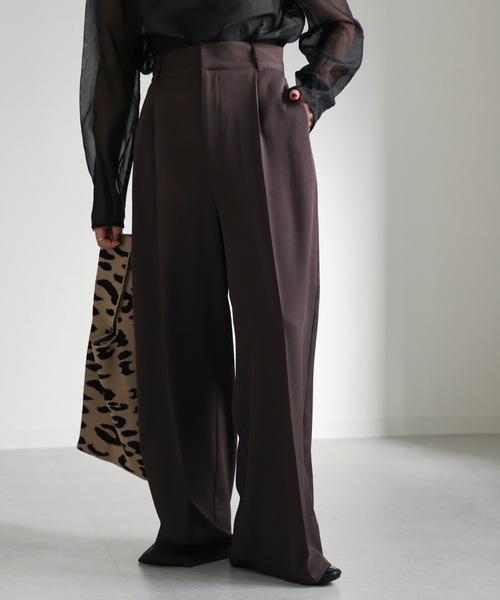 ap retro（アプレトロ）の「センタープレスワイドパンツ 美脚パンツ（その他パンツ・レディース・チャコールグレー/ブラック/ブラウン/アイボリー/グレー・MEDIUM）」の9枚目の写真