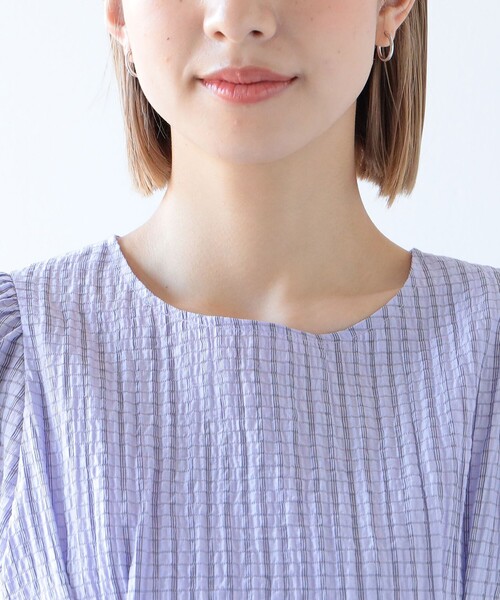 Ray BEAMS（レイビームス）の「Ray BEAMS / チェック バック レースアップ ワンピース（ワンピース・レディース・ベージュ/ラベンダー・0/1）」の15枚目の写真