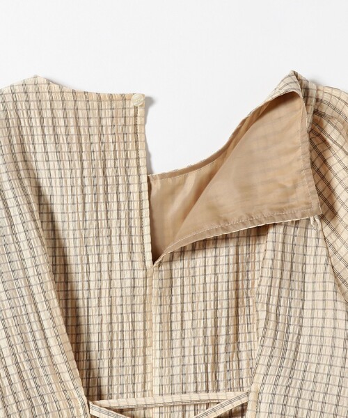 Ray BEAMS（レイビームス）の「Ray BEAMS / チェック バック レースアップ ワンピース（ワンピース・レディース・ベージュ/ラベンダー・0/1）」の12枚目の写真