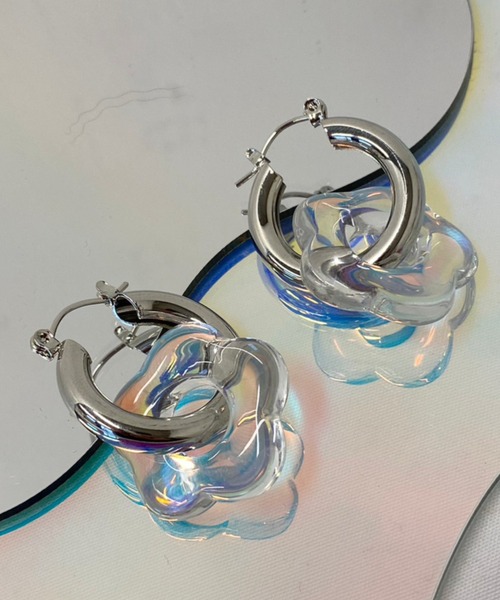 WEGO(ウィゴー)の「WEGO/フラワーフープピアス(ピアス(両耳用)・レディース・その他1/シルバー/ブルー/オレンジ・FREE)」の4枚目の写真