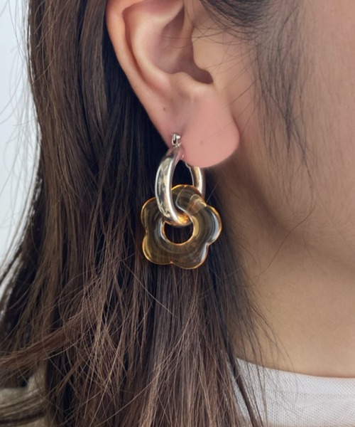 WEGO(ウィゴー)の「WEGO/フラワーフープピアス(ピアス(両耳用)・レディース・その他1/シルバー/ブルー/オレンジ・FREE)」の7枚目の写真