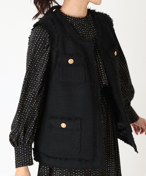 Jines（ジネス）の「ツイードノーカラーベスト（ベスト）」 - WEAR