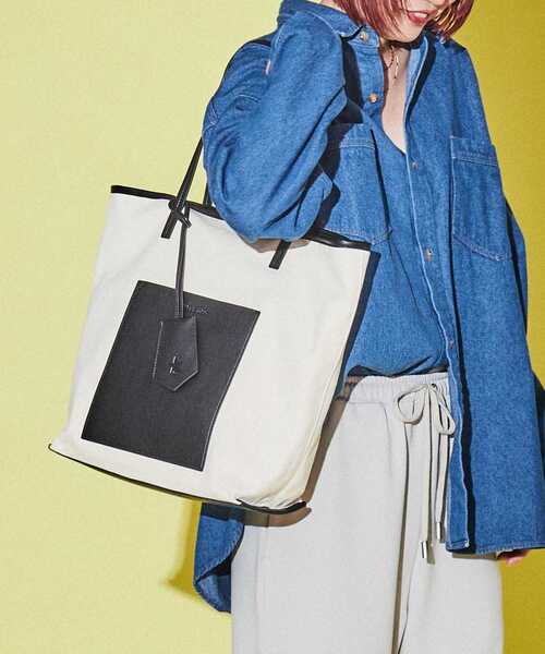 CONVERSE TOKYO（コンバーストウキョウ）の「アウトポケットトートバッグ（トートバッグ・レディース・ブラック系その他/ベージュ/ブラック・FREE）」の2枚目の写真
