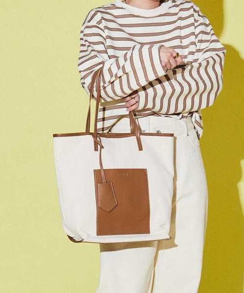 CONVERSE TOKYO（コンバーストウキョウ）の「アウトポケットトートバッグ（トートバッグ・レディース・ブラック系その他/ベージュ/ブラック・FREE）」の4枚目の写真