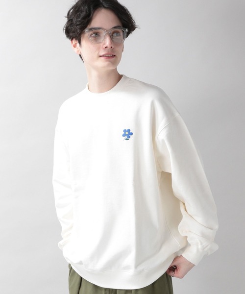 RAGEBLUE(レイジブルー)の「裏毛スウェット/フラワープリントクルー(スウェット・メンズ・ホワイト/ブラック・MEDIUM/LARGE)」の6枚目の写真