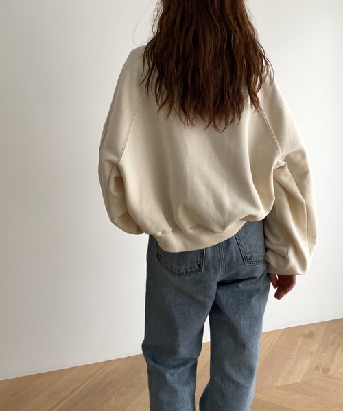 CANAL JEAN（キャナルジーン）の「El mar(エルマール) コットンクルーネック裏毛トレーナー（スウェット・レディース・ライトグリーン/ホワイト/クリーム・ONE SIZE）」の8枚目の写真