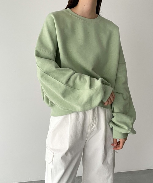 CANAL JEAN（キャナルジーン）の「El mar(エルマール) コットンクルーネック裏毛トレーナー（スウェット・レディース・ライトグリーン/ホワイト/クリーム・ONE SIZE）」の10枚目の写真